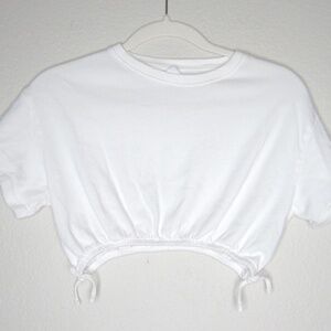 Zara Women's White Crop top T-shirt - Size 10